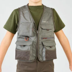 Gilet De Pêche Junior - FV 100 S Kaki -Pêche Matériel Magasin gilet de peche junior fv 100 s kaki 1